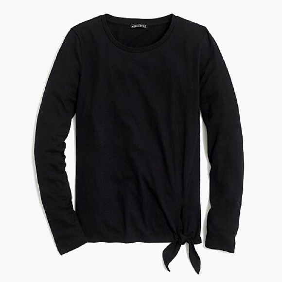 J. Crew Dark Gray Side Tie Long Sleeve Tee Shirt - Picture 5 of 7